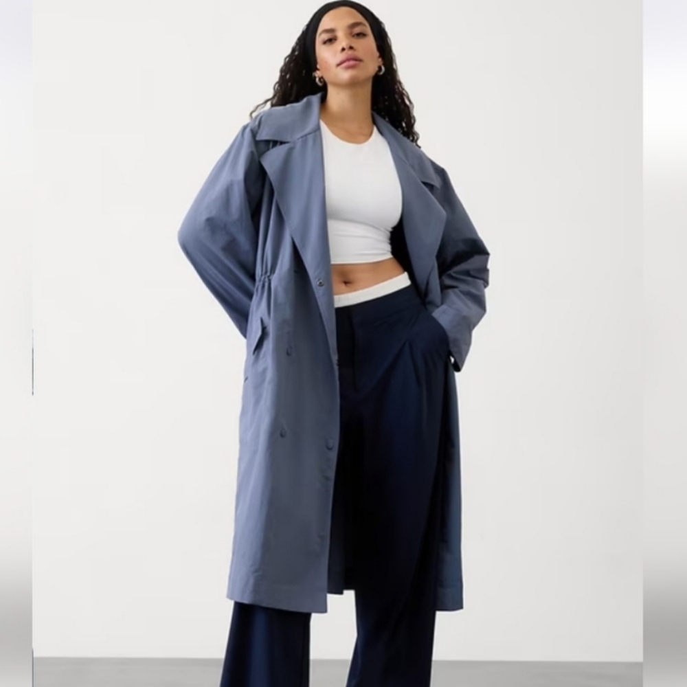NWT Athleta Luna Trench Coat Blue Size M